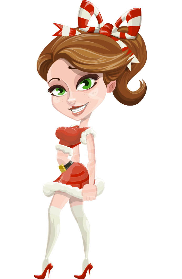 Pretty Christmas Girl Cartoon Vector Character